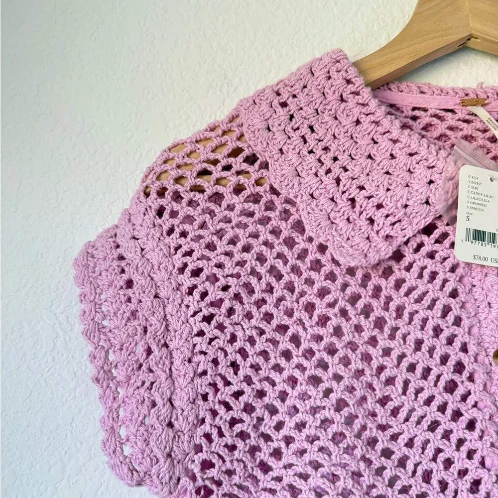 Free People Collared Crochet Cardigan - Picture 8 of 10